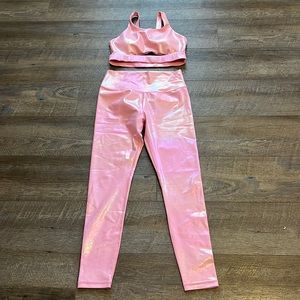 Girls Shimmer Pink Legging and Bra Set Size Large